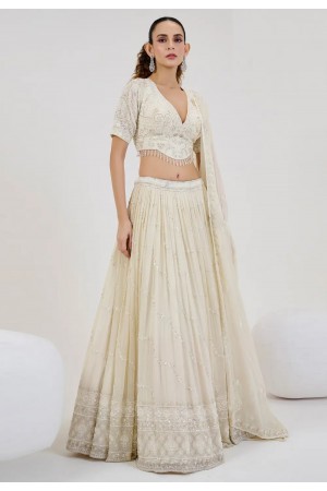 Cream georgette lehenga choli for wedding 1068B