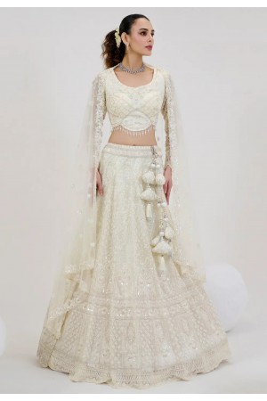 Cream net circular lehenga choli 1065