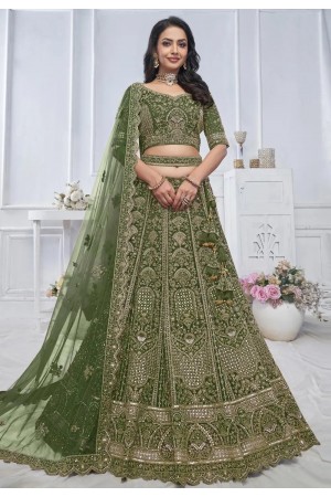 Green net wedding lehenga choli KF20G