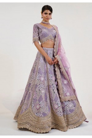 Lavender net wedding lehenga choli 1061