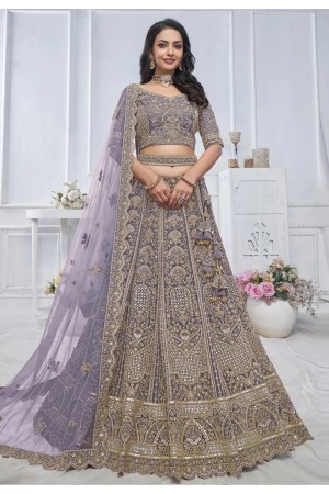 Lavender net wedding lehenga choli KF20P