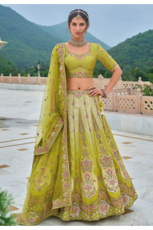 Light green silk lehenga choli for wedding 7111