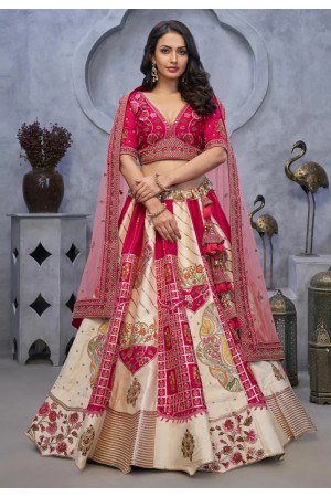 Magenta organza wedding lehenga choli KF16I