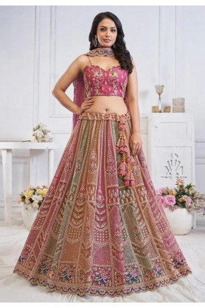 Multicolor net lehenga choli for wedding KF42MO