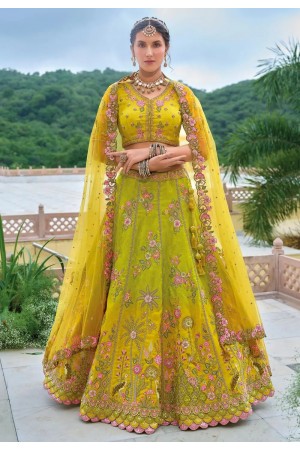 Mustard silk lehenga choli for wedding 7103