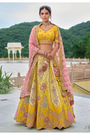 Mustard silk lehenga choli for wedding 7107