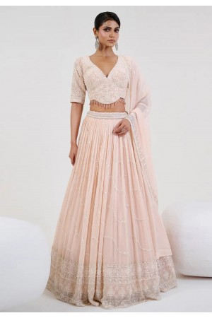 Peach georgette circular lehenga choli 1068