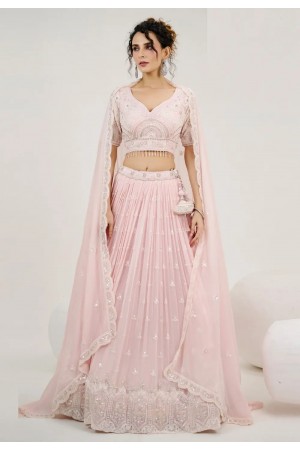 Pink georgette lehenga choli for wedding 1066B
