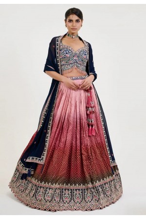 Pink jacquard wedding lehenga choli 1069