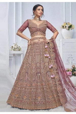 Pink net lehenga choli for wedding KF03O