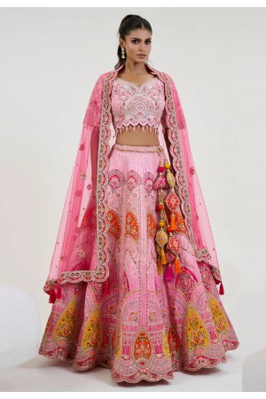 Pink silk circular lehenga choli 1059