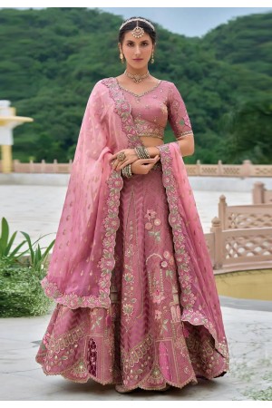Pink silk circular lehenga choli 7106