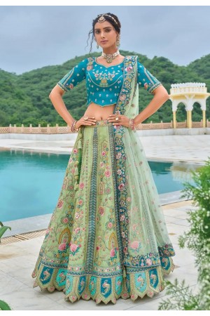 Pista green silk lehenga choli 7104