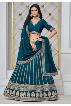 Teal art silk circular lehenga choli 303