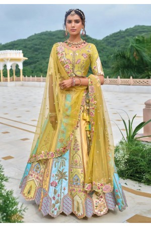 Yellow silk lehenga choli 7108