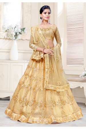 Beige net wedding lehenga choli 136733