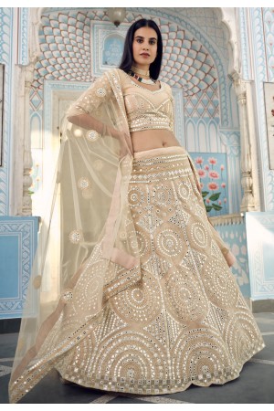 Beige organza circular lehenga choli 8803