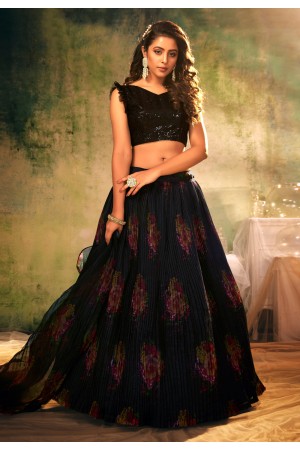 Black organza circular lehenga choli 106a