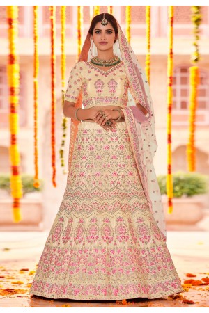 Cream crepe a line lehenga choli 8603