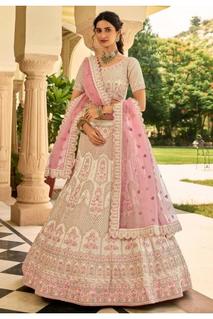 Cream crepe embroidered lehenga choli 7244