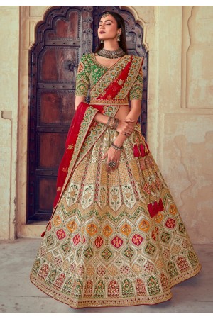 Green silk bridal lehenga choli 109