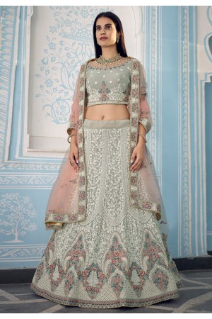 Grey georgette circular lehenga choli 8806