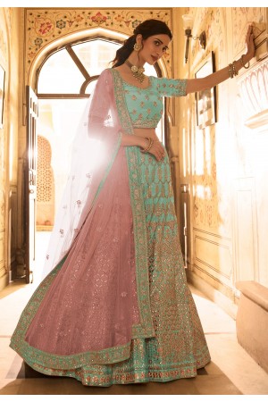 Light green crepe embroidered lehenga choli 7222