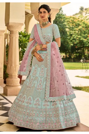 Light green crepe party wear lehenga choli 7243