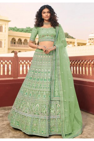 Light green organza embroidered lehenga choli 7218