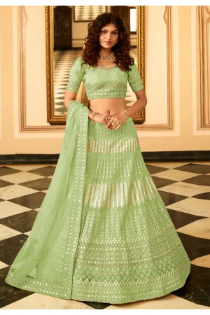 Light green organza embroidered lehenga choli 7228