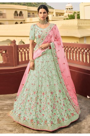 Light green organza party wear lehenga choli 7235