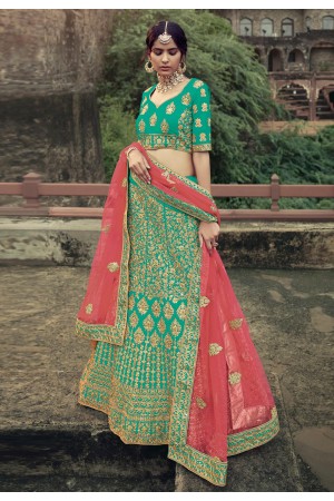 Light green satin a line lehenga choli 4509