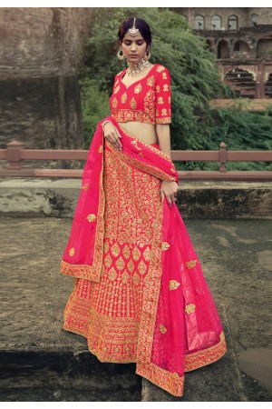 Magenta satin a line lehenga choli 4502