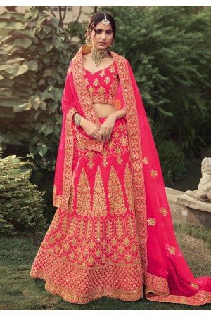 Magenta satin a line lehenga choli 4504