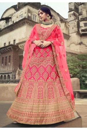 Magenta satin a line lehenga choli 4507