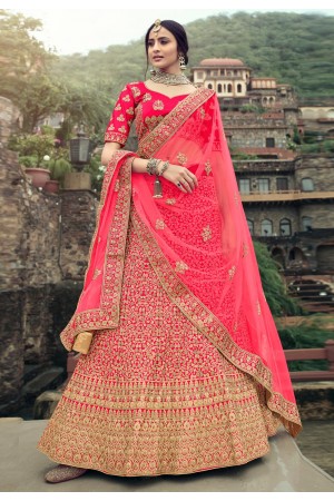 Magenta satin a line lehenga choli 4514