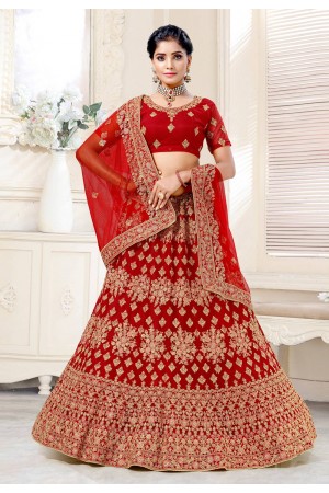 Maroon net wedding lehenga choli 136732