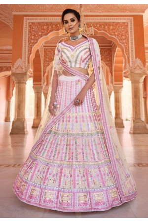 Off white organza circular lehenga choli 8501