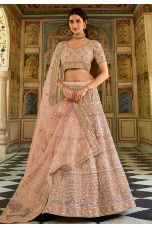 Peach organza party wear lehenga choli 7237