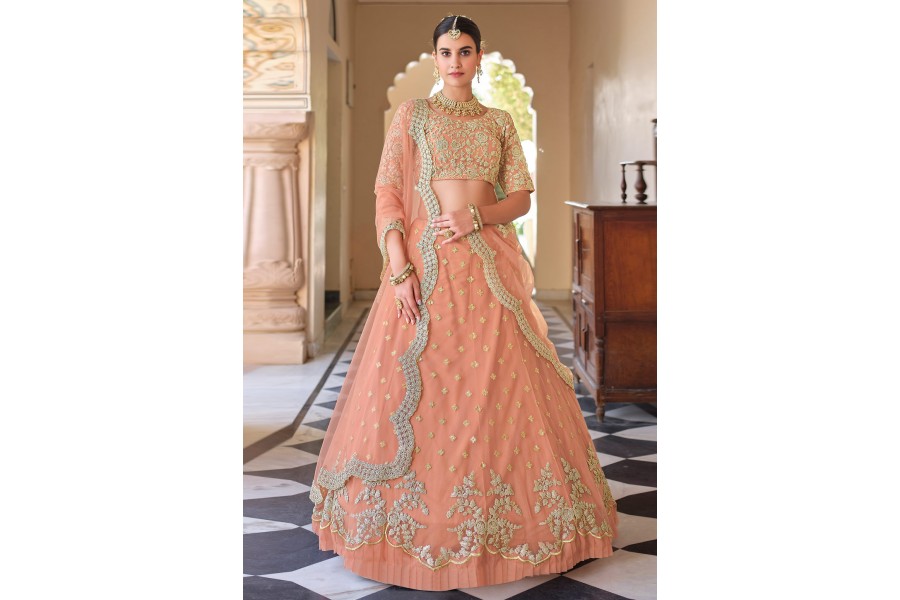 Ocean Aqua Soft Net Lehenga Choli