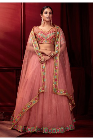 Pink net circular lehenga choli 101a