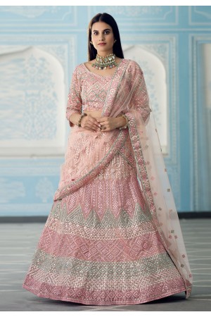 Pink organza circular lehenga choli 8801