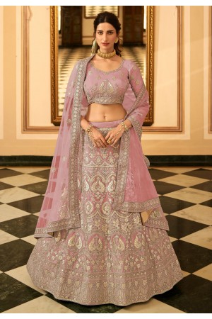 Pink organza embroidered lehenga choli 7230