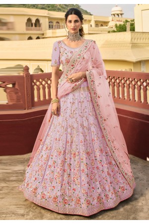 Pink organza embroidered lehenga choli 7234