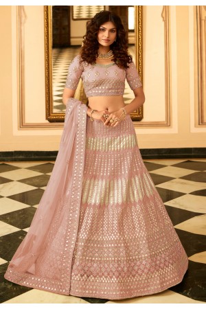 Pink organza party wear lehenga choli 7227