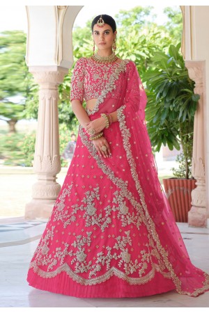 Pink soft net a line lehenga choli 8401