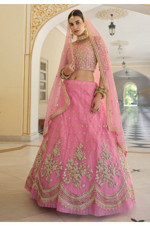 Pink soft net a line lehenga choli 8404