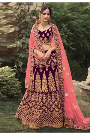 Purple satin a line lehenga choli 4516