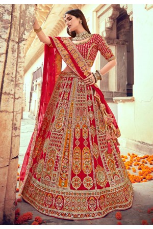 Red silk bridal lehenga choli 103