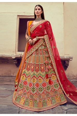 Red silk bridal lehenga choli 108